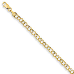 14k Yellow Gold 3.50mm Hollow Double Link Charm Bracelet