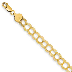 14k Yellow Gold Solid 8.00mm Triple Link Charm Bracelet