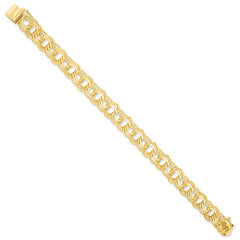 14k Yellow Gold 14.50mm Triple Link Charm Bracelet