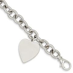 14k Yellow Gold Spiga Puff Hearts MOM Bracelet