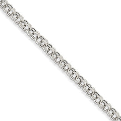 14k White Gold Lite 5.50mm Double Link Charm Bracelet